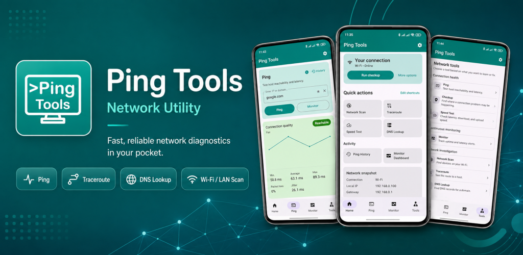 Ping Tools: Network Utility feature graphic