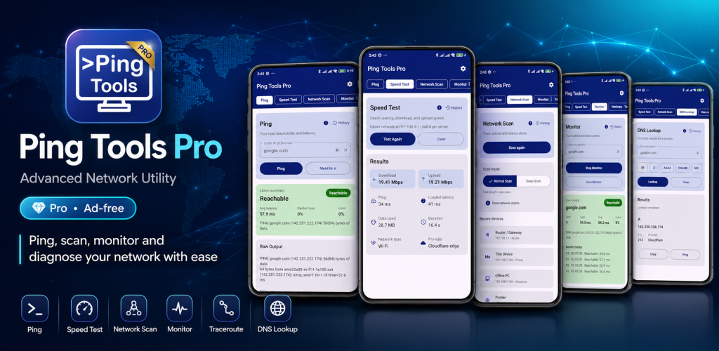 Ping Tools Pro: Network Tools feature graphic